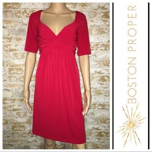 Boston Proper Red Twist Wrap Dress Empire Small